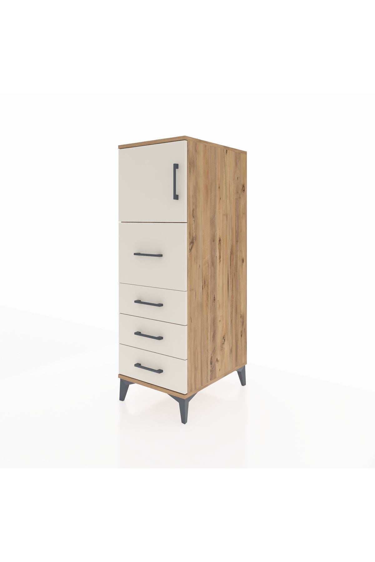 Kronos Dolap Tek Raflı 4 Çekmeceli Tek Kapaklı 44x59x134 Çam-Aytaşı