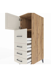 Kronos Dolap Tek Raflı 4 Çekmeceli Tek Kapaklı 44x59x134 Çam-Aytaşı