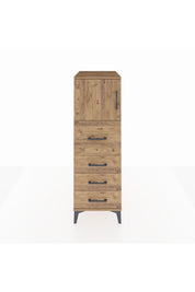 Kronos Dolap Tek Raflı 4 Çekmeceli Tek Kapaklı 44x59x134 Çam-Çam