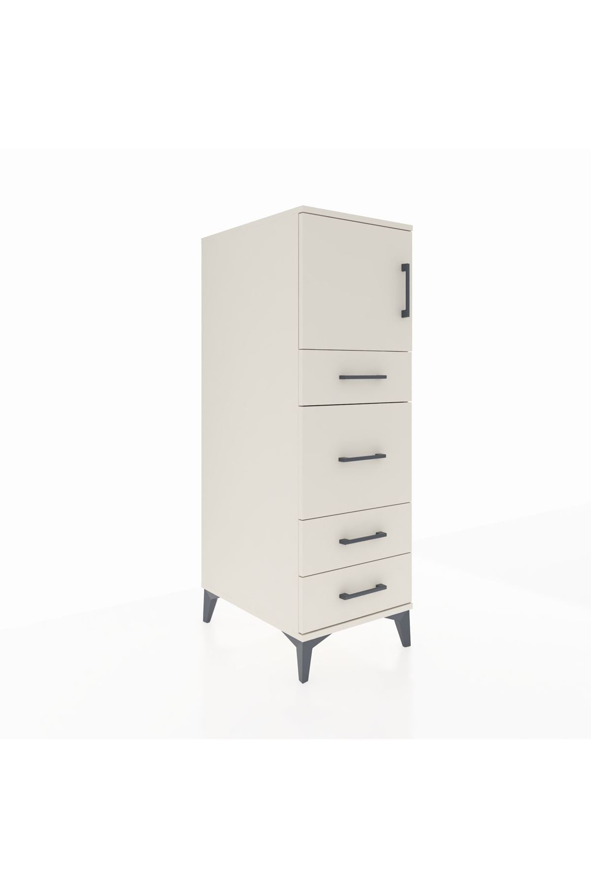 Kronos Dolap Tek Raflı 4 Çekmeceli Tek Kapaklı 44x59x134 - S82M016V1C
