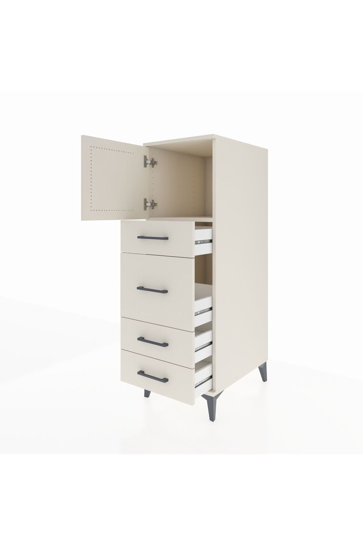 Kronos Dolap Tek Raflı 4 Çekmeceli Tek Kapaklı 44x59x134 Aytaşı-Aytaşı