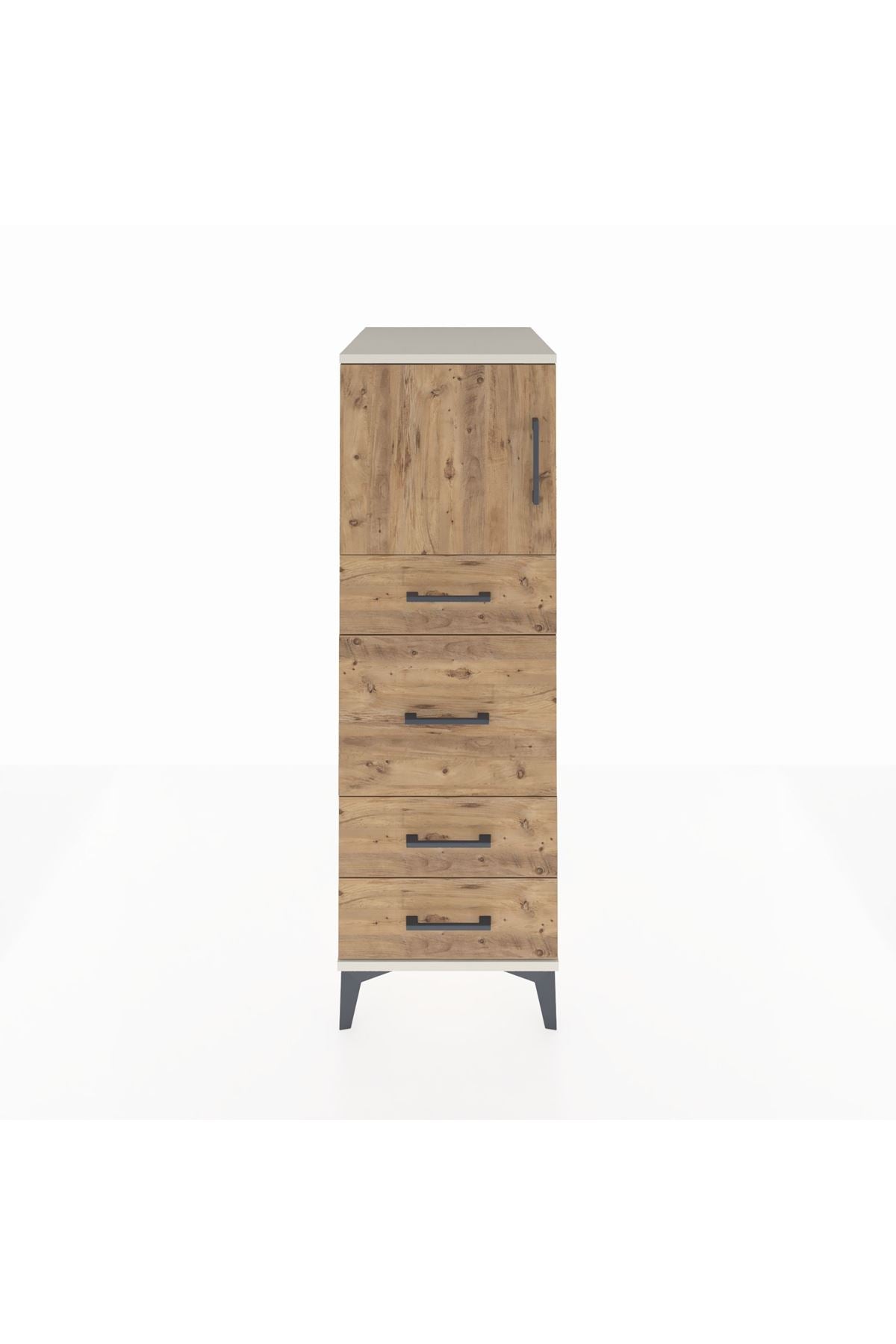 Kronos Dolap Tek Raflı 4 Çekmeceli Tek Kapaklı 44x59x134 Aytaşı-Çam