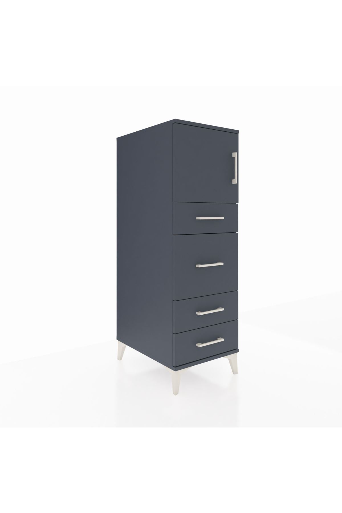 Kronos Dolap Tek Raflı 4 Çekmeceli Tek Kapaklı 44x59x134 - S82M016V5C