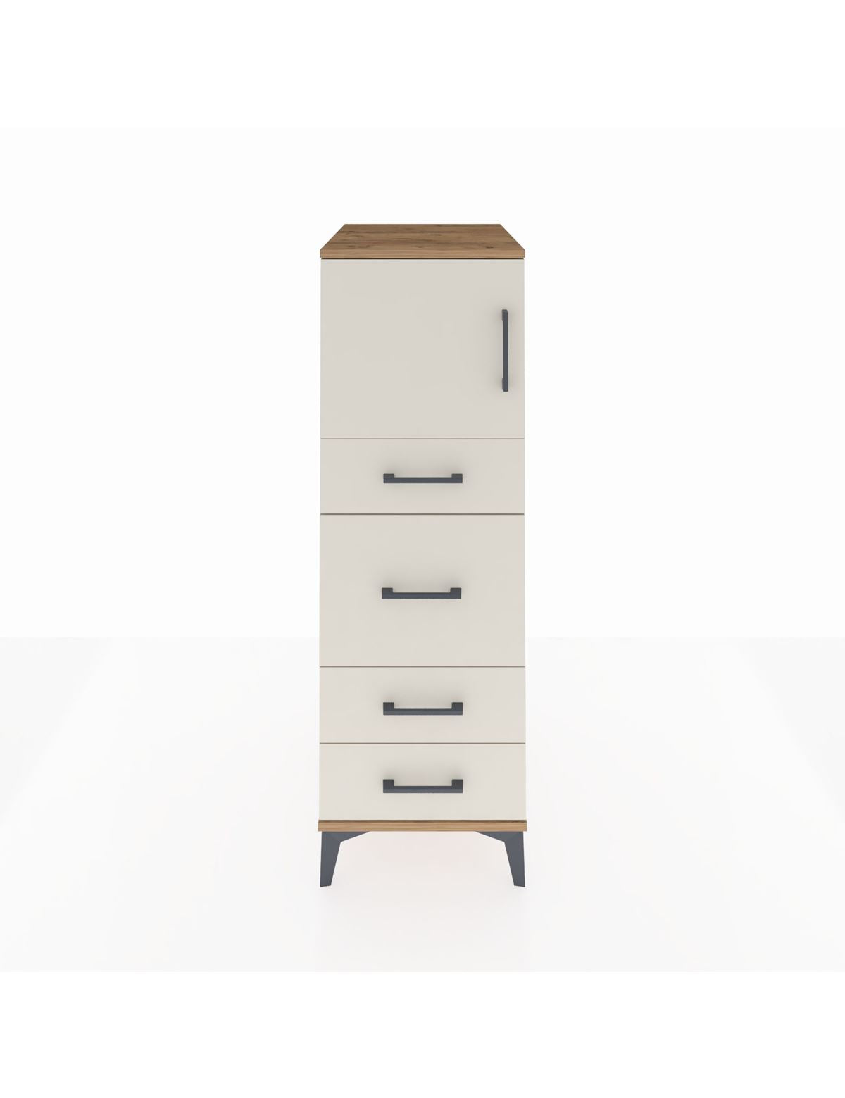 Kronos Dolap Tek Raflı 4 Çekmeceli Tek Kapaklı 44x59x134 Çam-Aytaşı