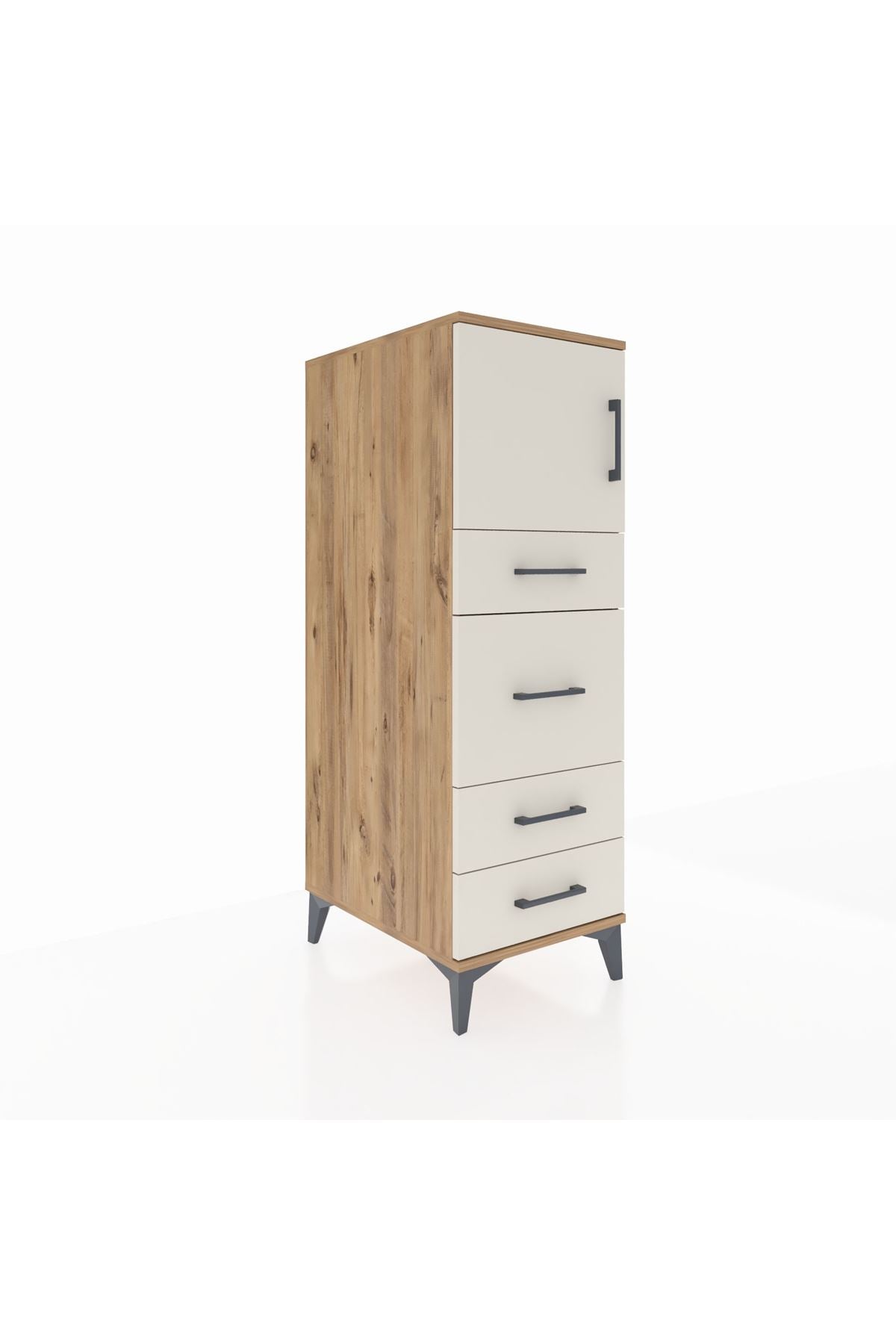 Kronos Dolap Tek Raflı 4 Çekmeceli Tek Kapaklı 44x59x134 Çam-Aytaşı