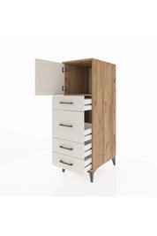 Kronos Dolap Tek Raflı 4 Çekmeceli Tek Kapaklı 44x59x134 Çam-Aytaşı