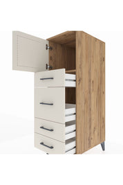 Kronos Dolap Tek Raflı 4 Çekmeceli Tek Kapaklı 44x59x134 Çam-Aytaşı