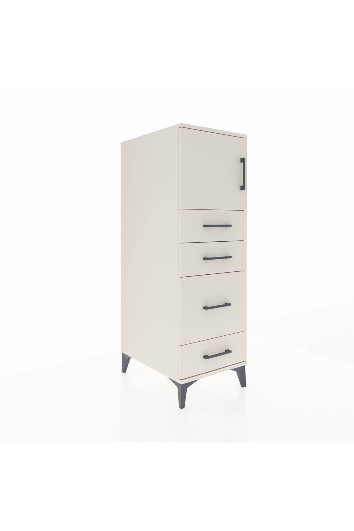 Kronos Dolap Tek Raflı 4 Çekmeceli Tek Kapaklı 44x59x134 Aytaşı-Aytaşı