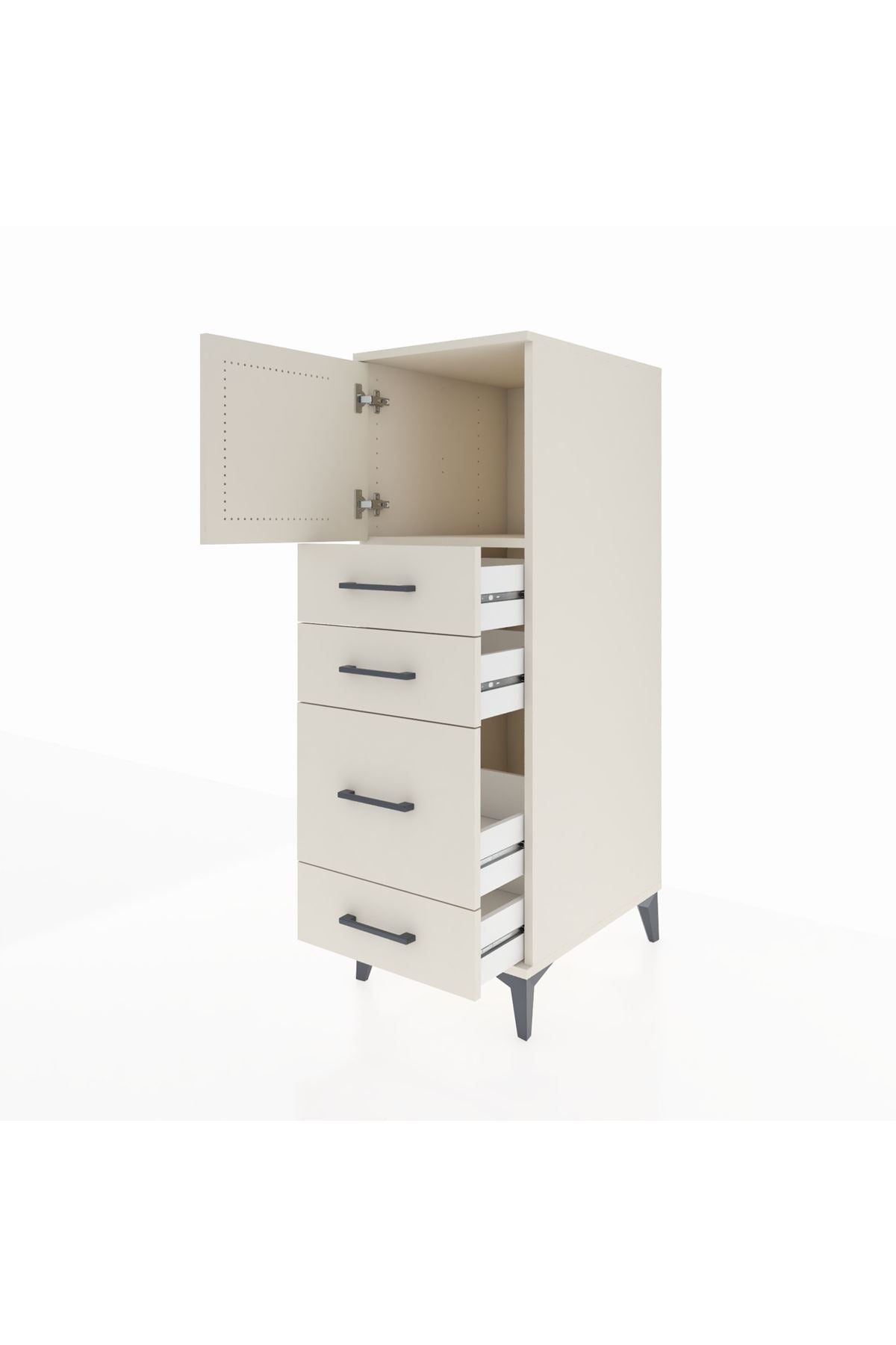 Kronos Dolap Tek Raflı 4 Çekmeceli Tek Kapaklı 44x59x134 Aytaşı-Aytaşı