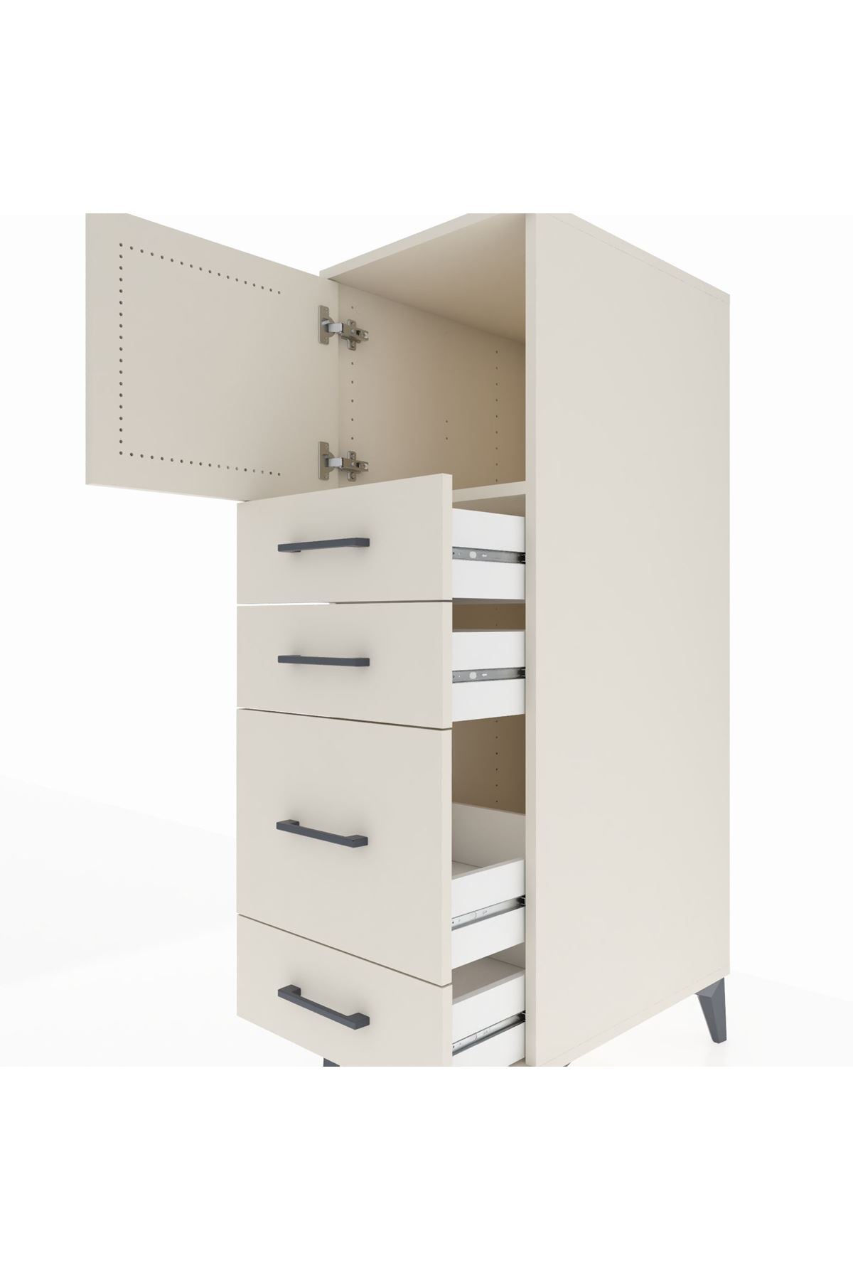 Kronos Dolap Tek Raflı 4 Çekmeceli Tek Kapaklı 44x59x134 Aytaşı-Aytaşı