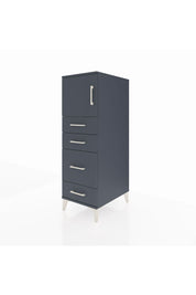 Kronos Dolap Tek Raflı 4 Çekmeceli Tek Kapaklı 44x59x134 Antrasit-Antrasit