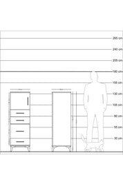 Kronos Dolap Tek Raflı 4 Çekmeceli Tek Kapaklı 44x59x134 Antrasit-Antrasit