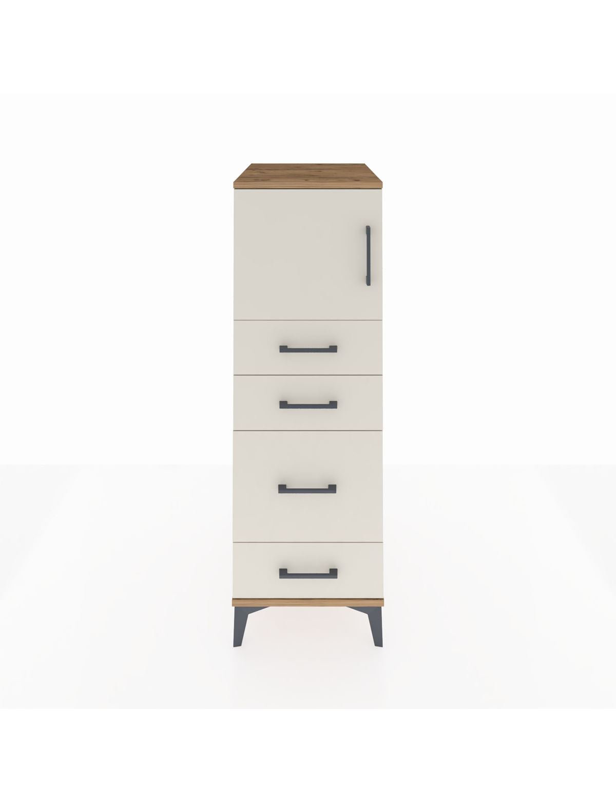 Kronos Dolap Tek Raflı 4 Çekmeceli Tek Kapaklı 44x59x134 Çam-Aytaşı