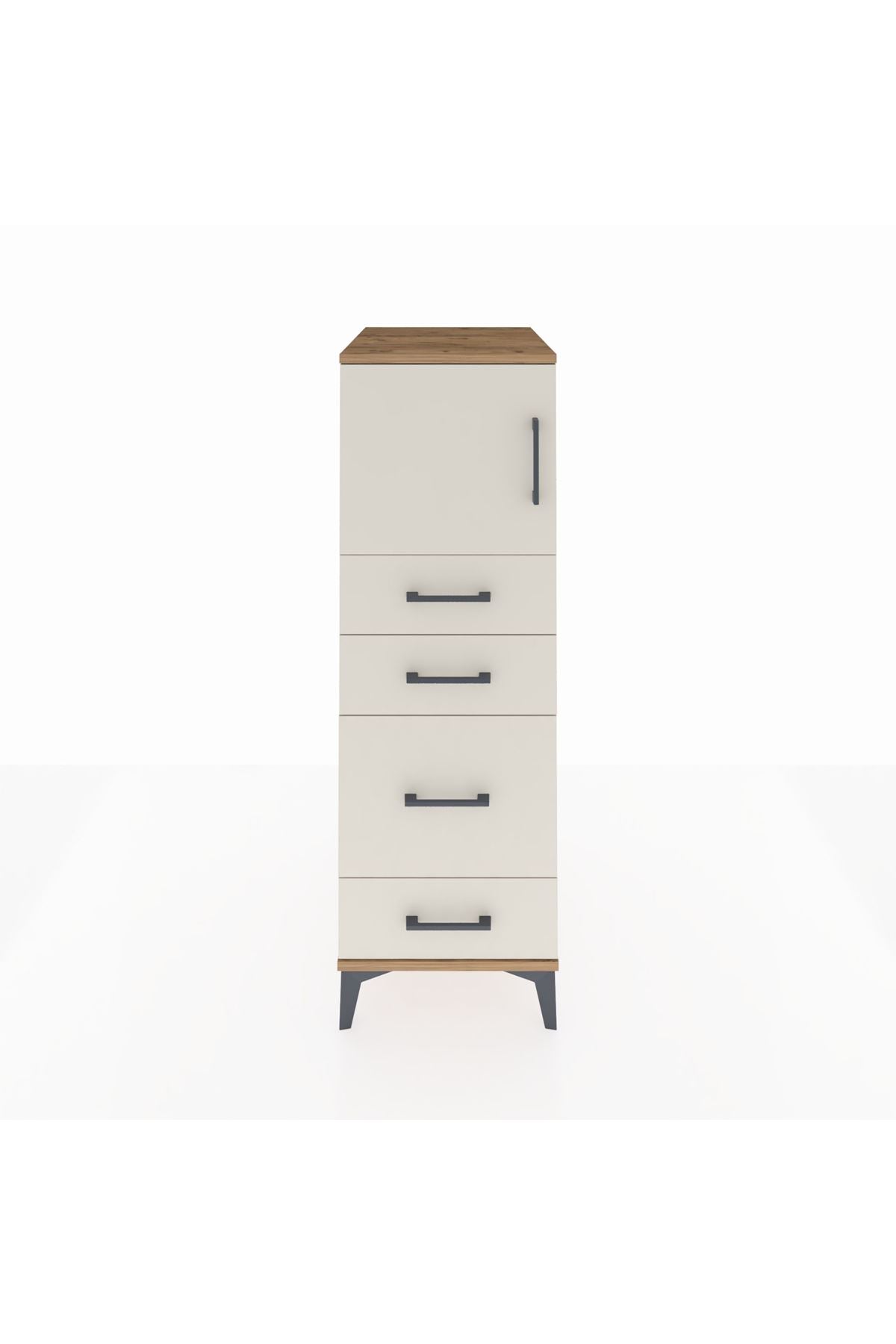 Kronos Dolap Tek Raflı 4 Çekmeceli Tek Kapaklı 44x59x134 Çam-Aytaşı