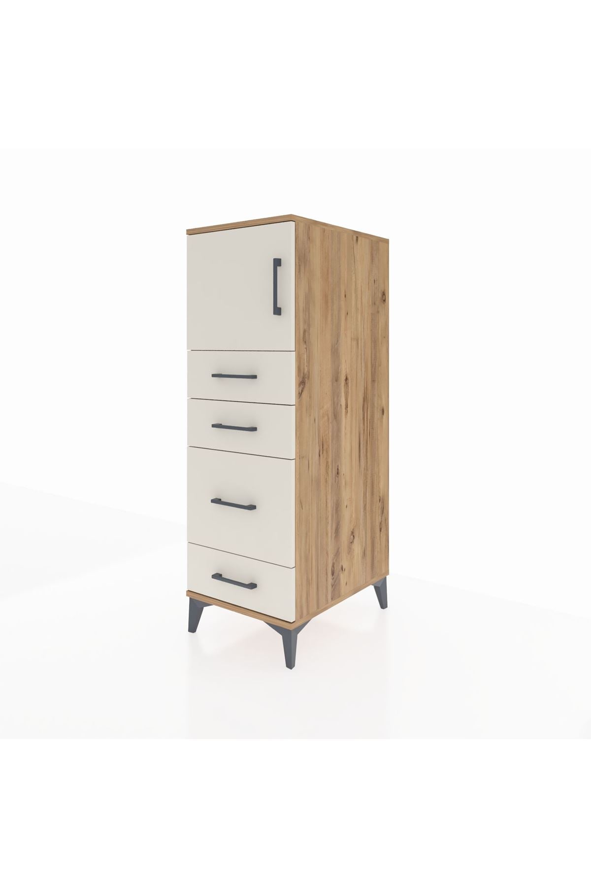 Kronos Dolap Tek Raflı 4 Çekmeceli Tek Kapaklı 44x59x134 Çam-Aytaşı