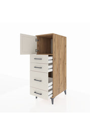 Kronos Dolap Tek Raflı 4 Çekmeceli Tek Kapaklı 44x59x134 Çam-Aytaşı