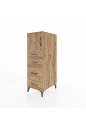 Kronos Dolap Tek Raflı 4 Çekmeceli Tek Kapaklı 44x59x134 Çam-Çam