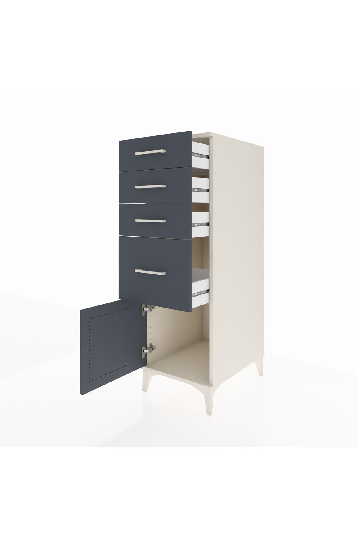 Kronos Dolap 4 Çekmeceli Tek Kapaklı 44x59x134 Aytaşı-Antrasit