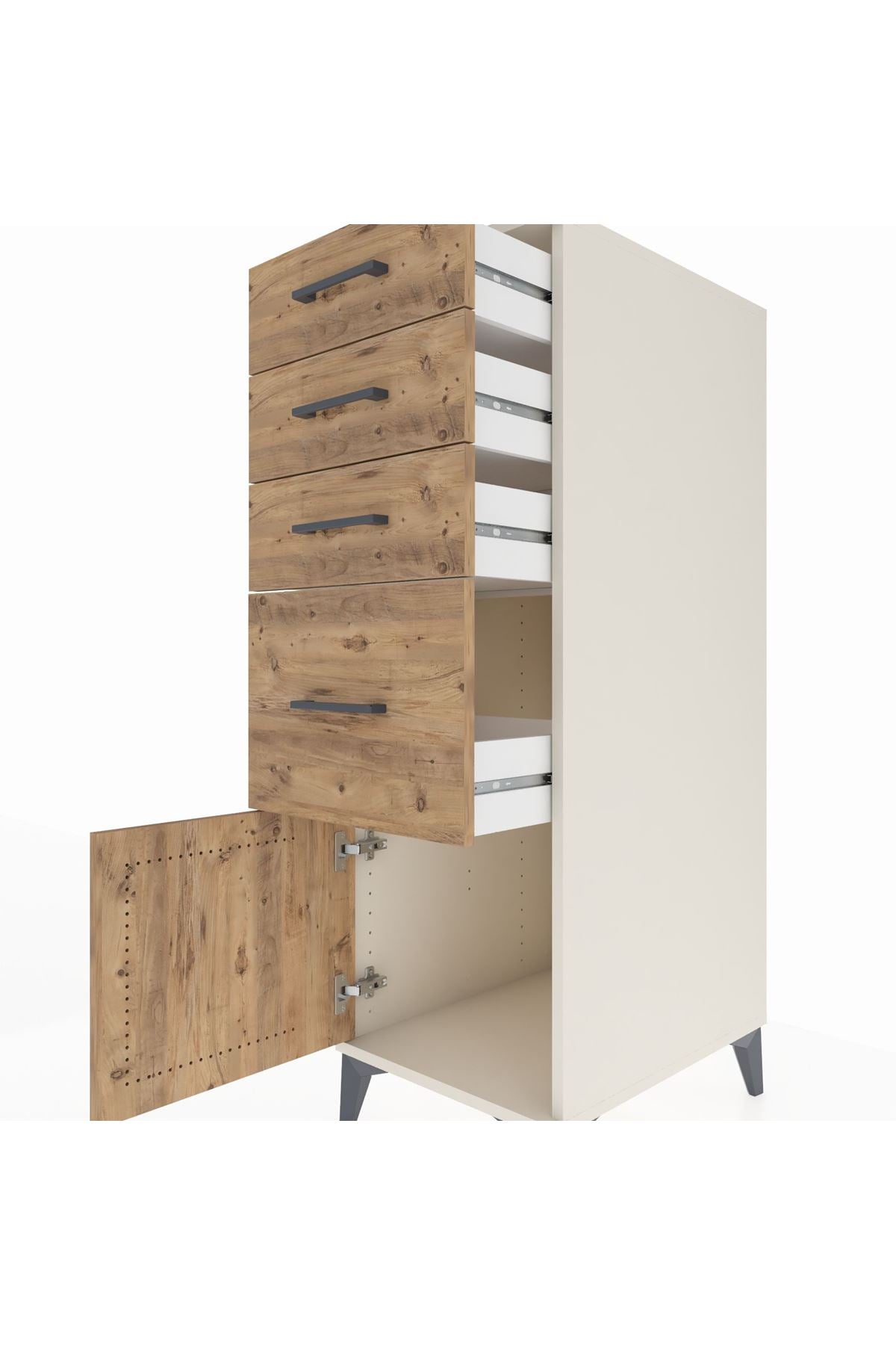 Kronos Dolap 4 Çekmeceli Tek Kapaklı 44x59x134 Aytaşı-Çam