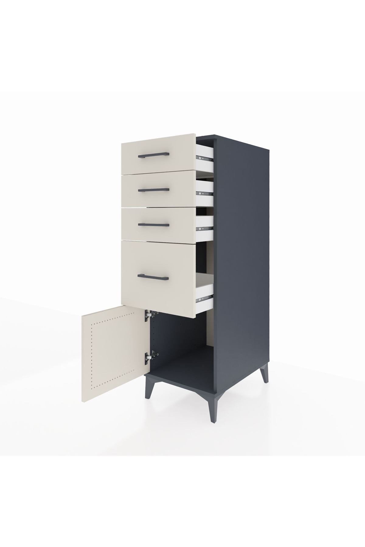 Kronos Dolap 4 Çekmeceli Tek Kapaklı 44x59x134 Antrasit-Aytaşı