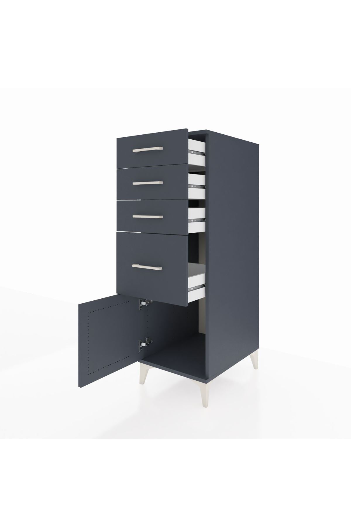 Kronos Dolap 4 Çekmeceli Tek Kapaklı 44x59x134 Antrasit-Antrasit