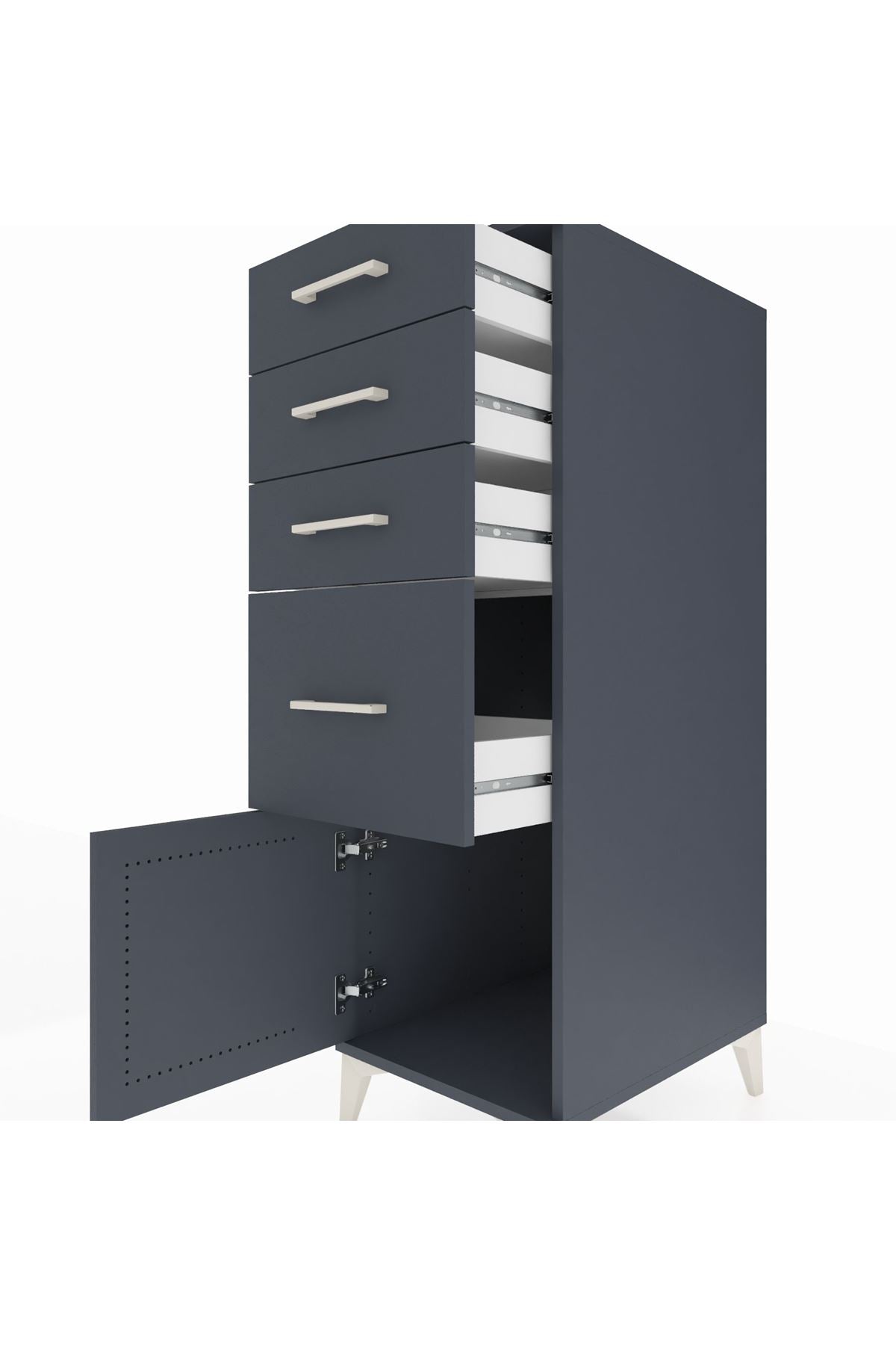 Kronos Dolap 4 Çekmeceli Tek Kapaklı 44x59x134 Antrasit-Antrasit