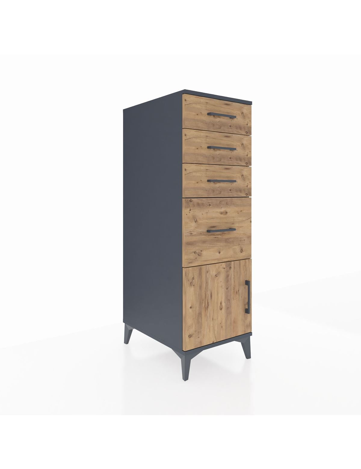 Kronos Dolap 4 Çekmeceli Tek Kapaklı 44x59x134 Antrasit-Çam