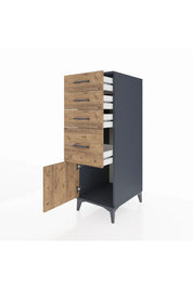 Kronos Dolap 4 Çekmeceli Tek Kapaklı 44x59x134 Antrasit-Çam