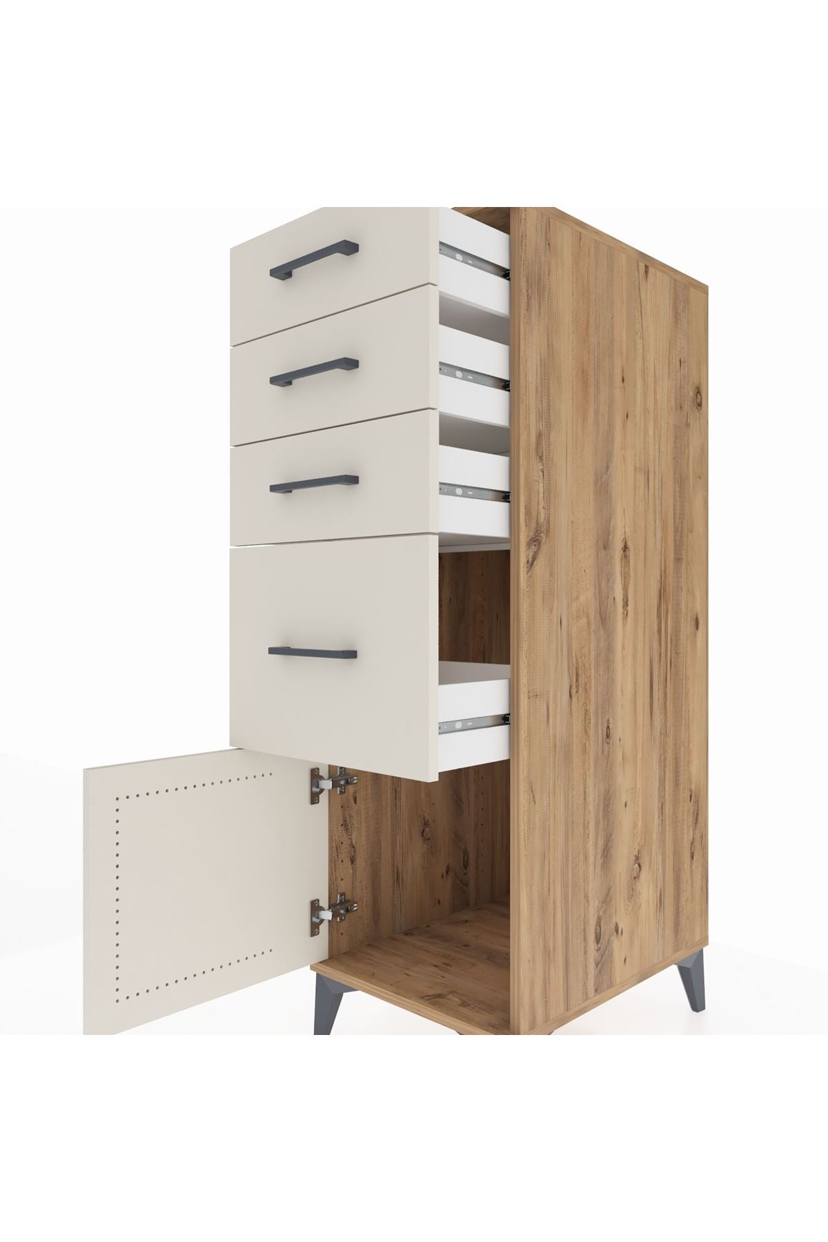 Kronos Dolap 4 Çekmeceli Tek Kapaklı 44x59x134 Çam-Aytaşı