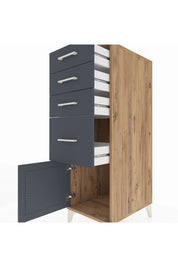 Kronos Dolap 4 Çekmeceli Tek Kapaklı 44x59x134 Çam-Antrasit