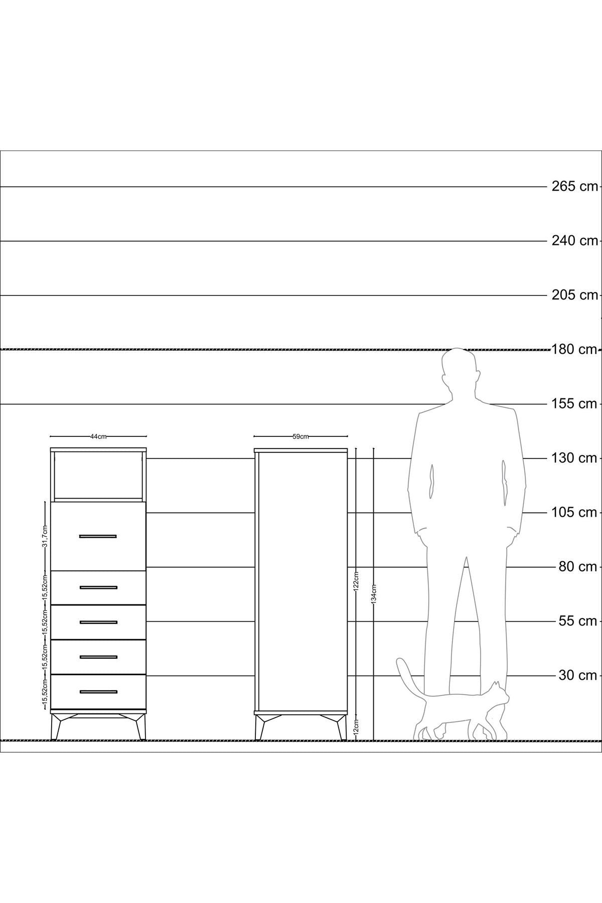 Kronos Dolap Tek Raflı 5 Çekmeceli 44x59x134 Aytaşı-Aytaşı