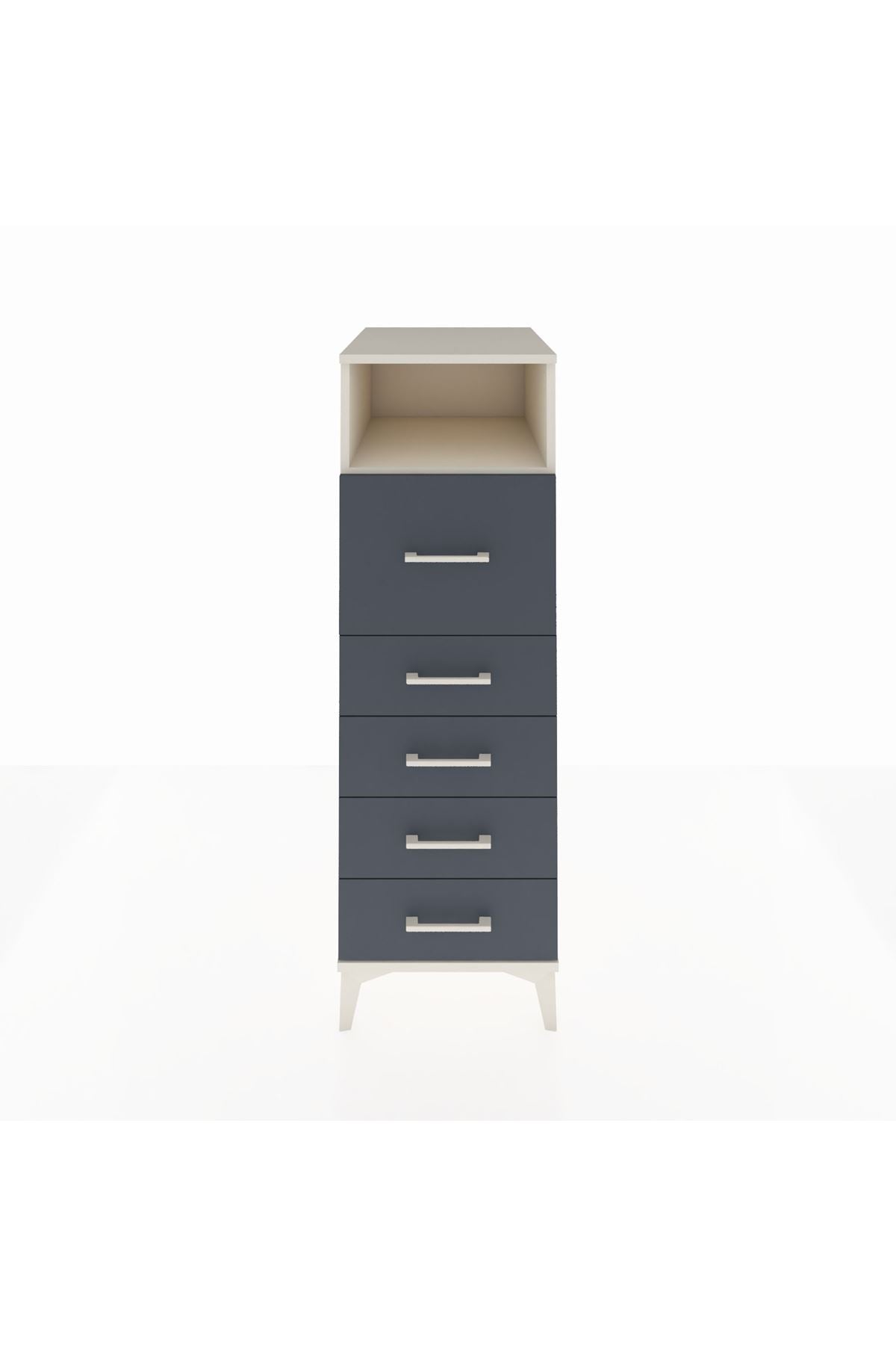 Kronos Dolap Tek Raflı 5 Çekmeceli 44x59x134 Aytaşı-Antrasit