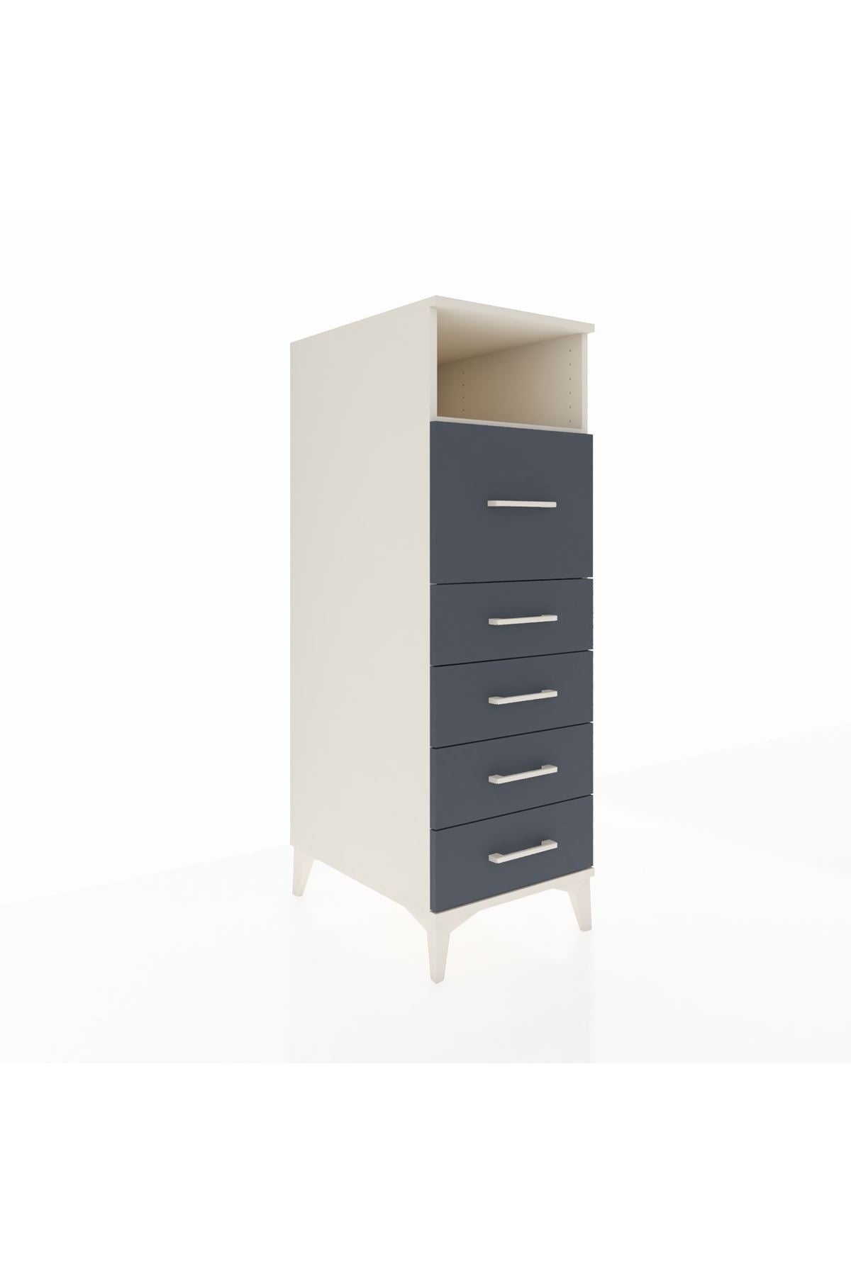 Kronos Dolap Tek Raflı 5 Çekmeceli 44x59x134 Aytaşı-Antrasit