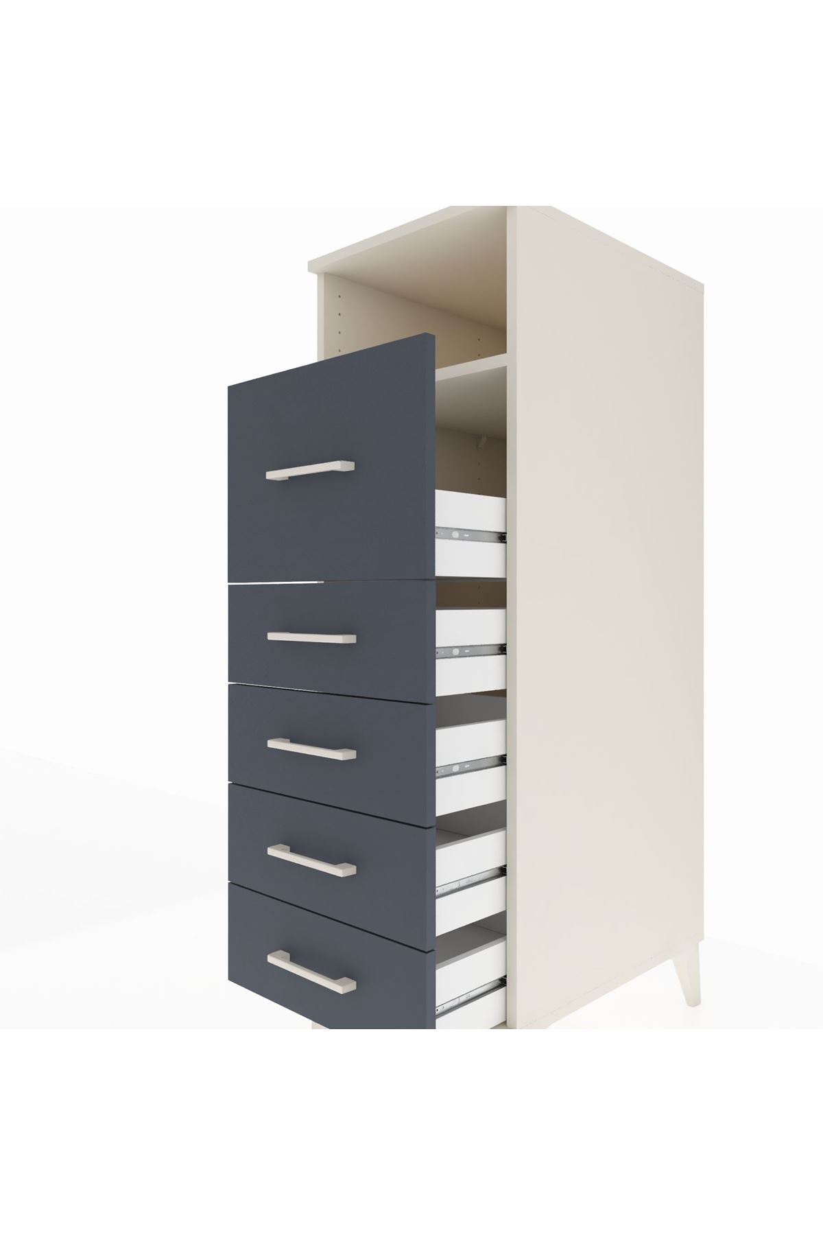 Kronos Dolap Tek Raflı 5 Çekmeceli 44x59x134 Aytaşı-Antrasit
