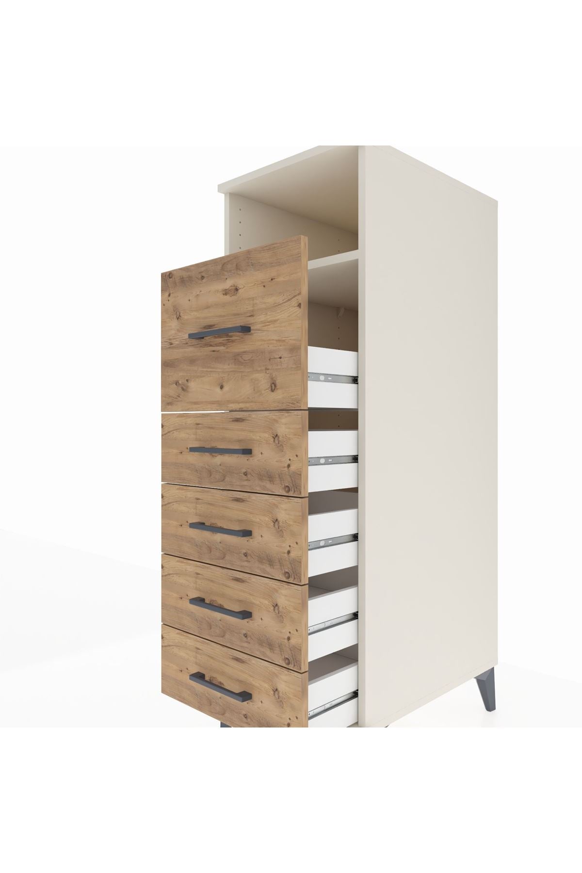 Kronos Dolap Tek Raflı 5 Çekmeceli 44x59x134 Aytaşı-Çam