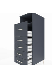 Kronos Dolap Tek Raflı 5 Çekmeceli 44x59x134 Antrasit-Antrasit