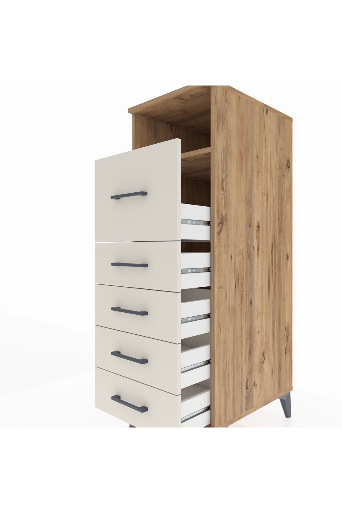 Kronos Dolap Tek Raflı 5 Çekmeceli 44x59x134 Çam-Aytaşı