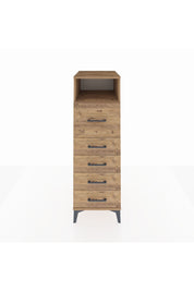 Kronos Dolap Tek Raflı 5 Çekmeceli 44x59x134 Çam-Çam