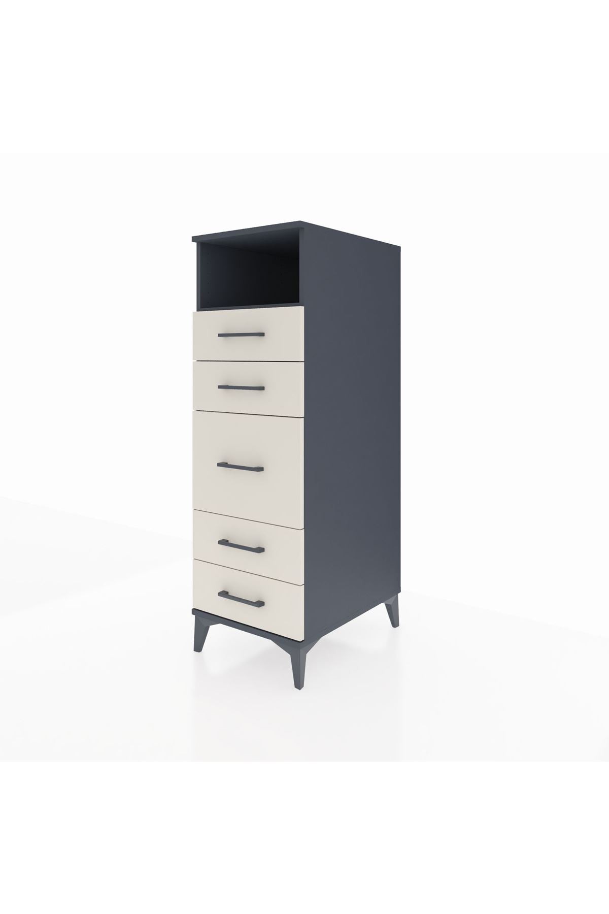 Kronos Dolap Tek Raflı 5 Çekmeceli 44x59x134 Antrasit-Aytaşı