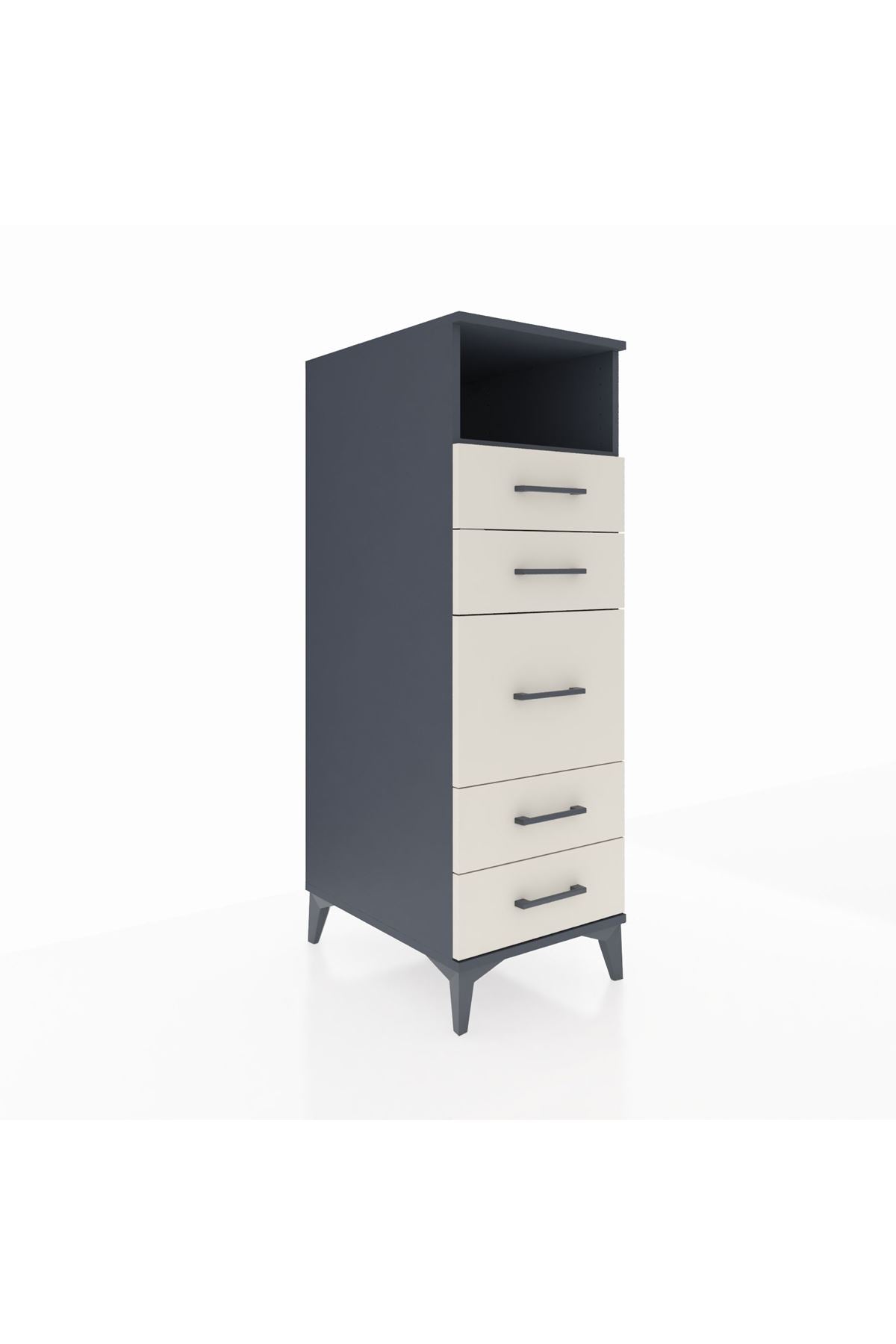 Kronos Dolap Tek Raflı 5 Çekmeceli 44x59x134 Antrasit-Aytaşı
