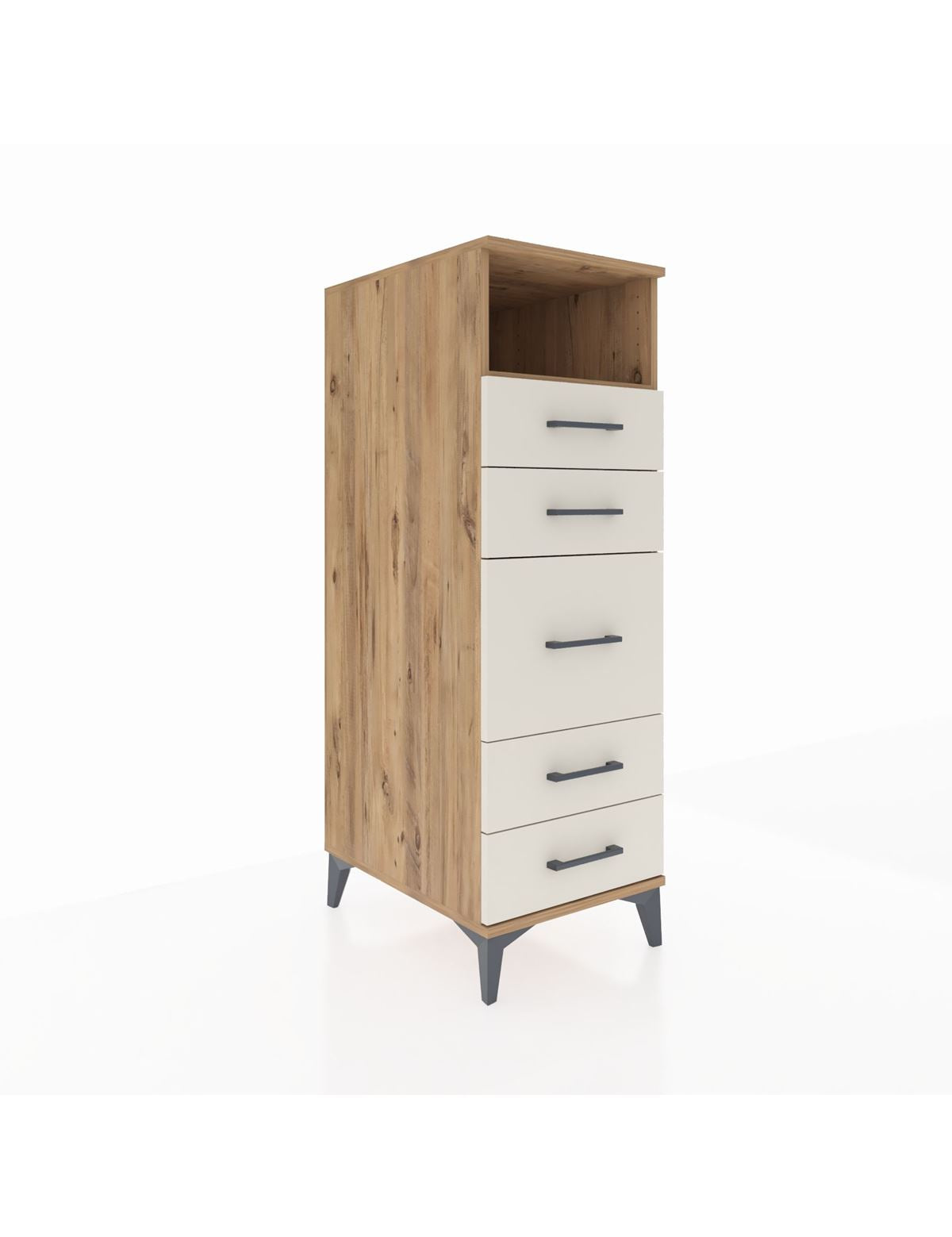 Kronos Dolap Tek Raflı 5 Çekmeceli 44x59x134 Çam-Aytaşı