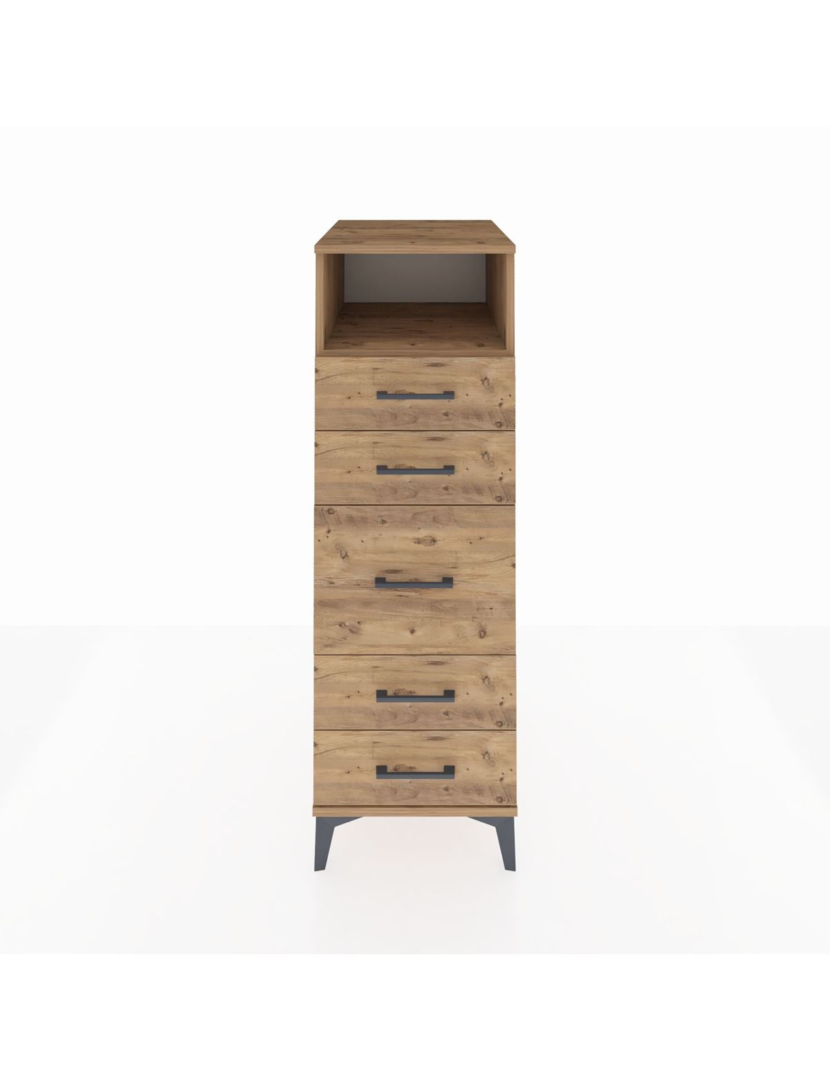 Kronos Dolap Tek Raflı 5 Çekmeceli 44x59x134 Çam-Çam