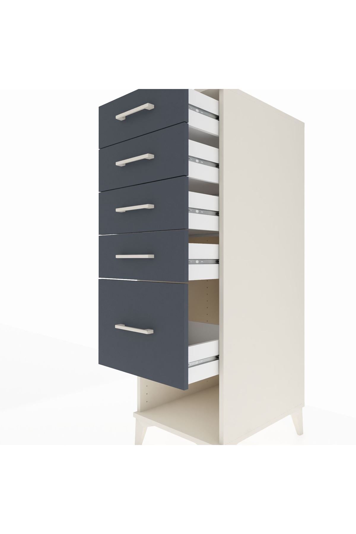 Kronos Dolap 5 Çekmeceli 44x59x134 Aytaşı-Antrasit