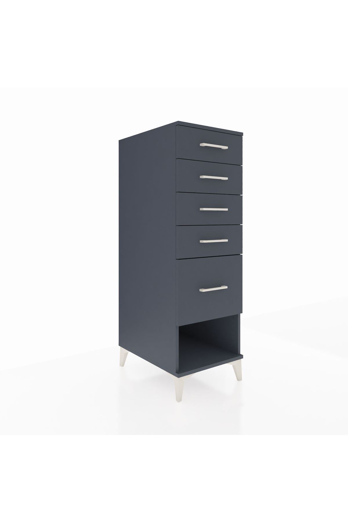 Kronos Dolap 5 Çekmeceli 44x59x134 Antrasit-Antrasit