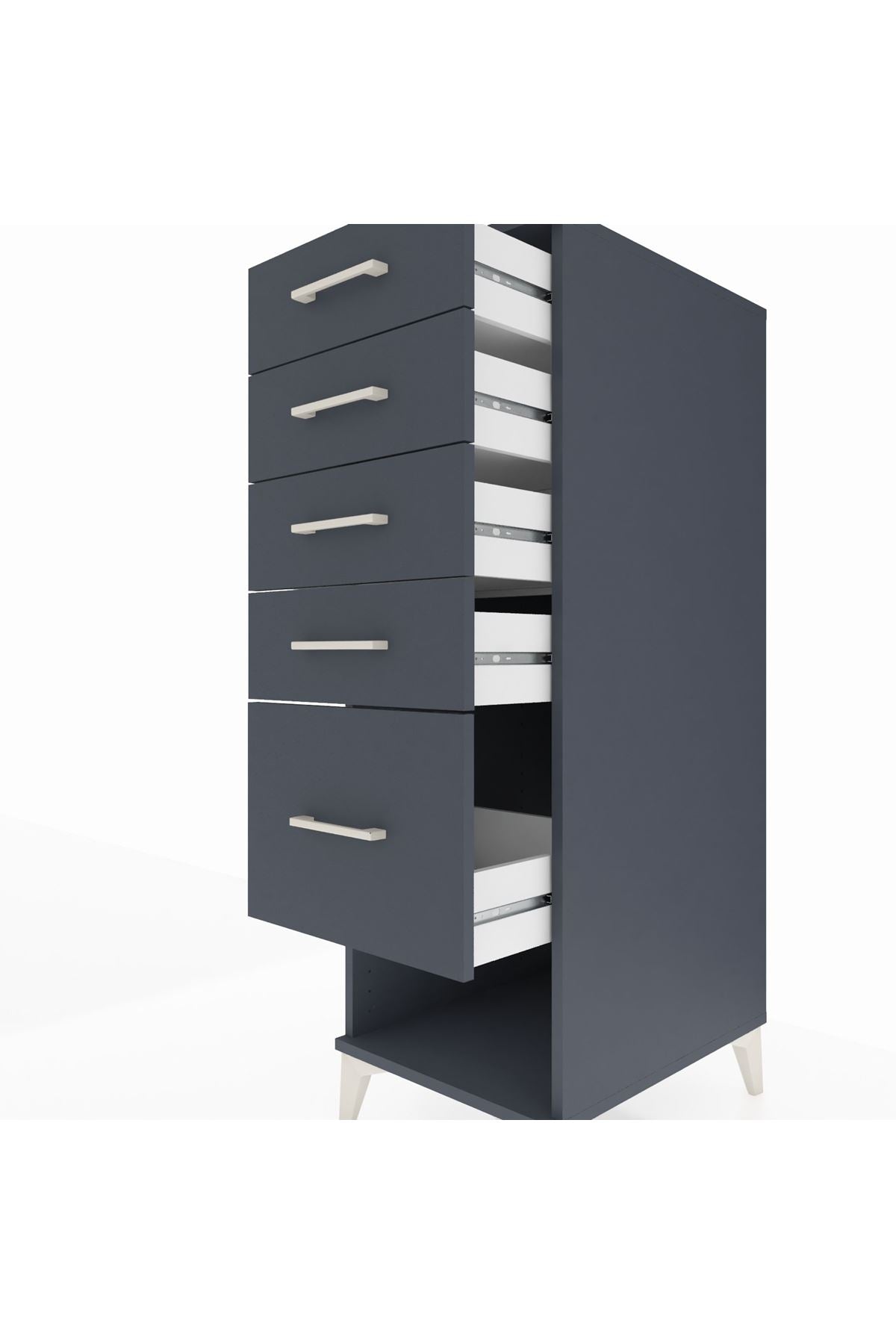 Kronos Dolap 5 Çekmeceli 44x59x134 Antrasit-Antrasit