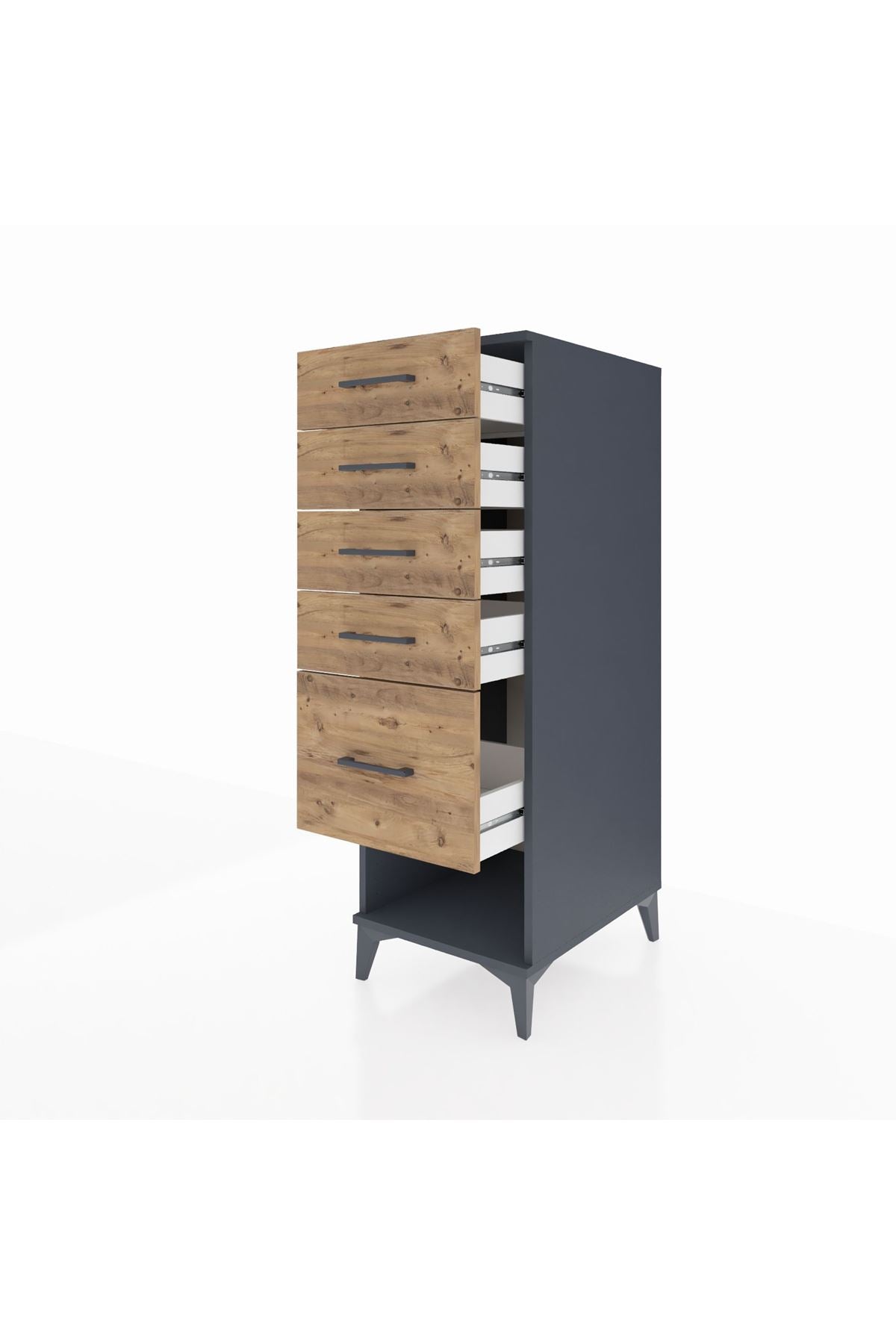 Kronos Dolap 5 Çekmeceli 44x59x134 Antrasit-Çam
