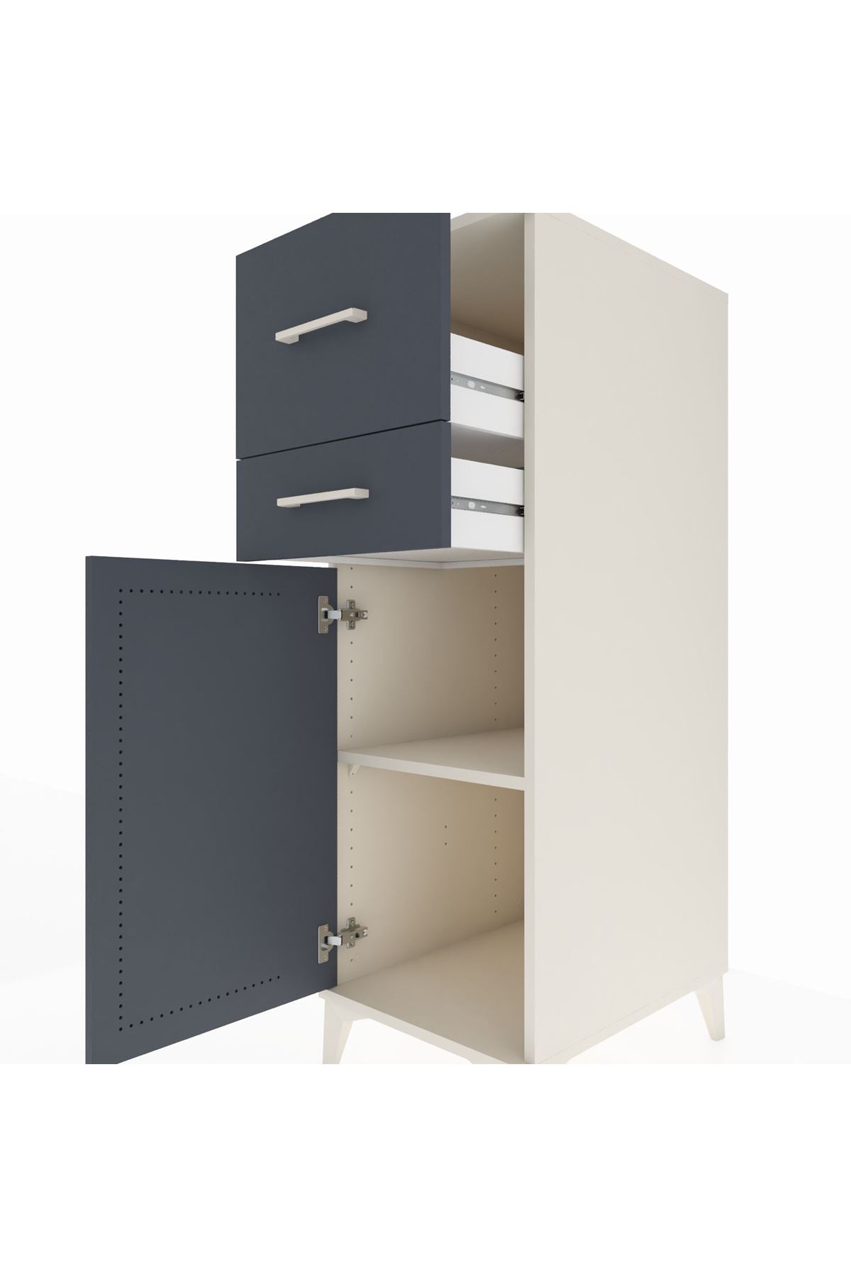 Kronos Dolap Tek Raflı 2 Çekmeceli Tek Kapaklı 44x59x134 Aytaşı-Antrasit