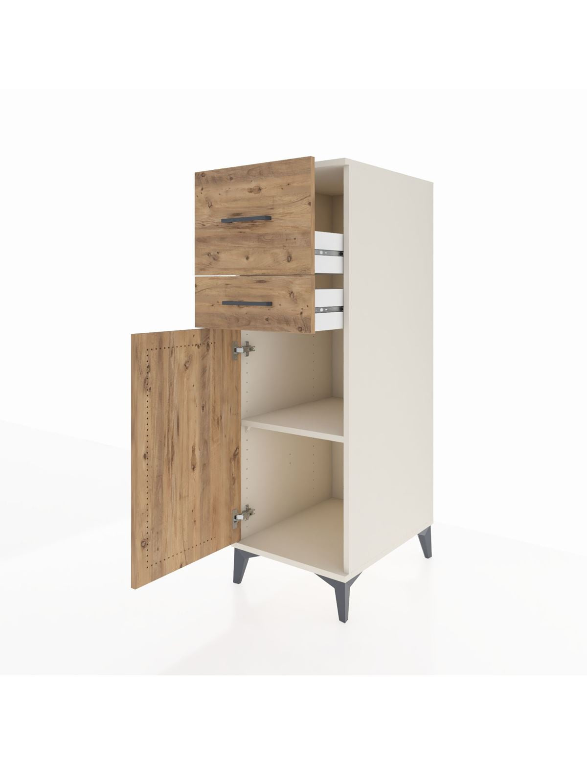 Kronos Dolap Tek Raflı 2 Çekmeceli Tek Kapaklı 44x59x134 - S82M022V3C