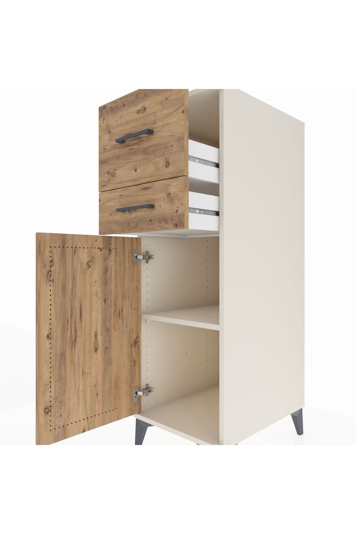 Kronos Dolap Tek Raflı 2 Çekmeceli Tek Kapaklı 44x59x134 Aytaşı-Çam