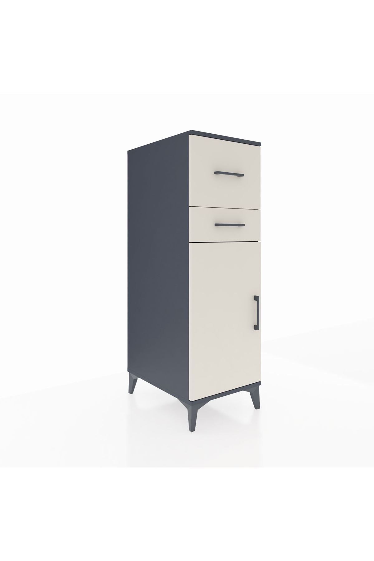 Kronos Dolap Tek Raflı 2 Çekmeceli Tek Kapaklı 44x59x134 Antrasit-Aytaşı